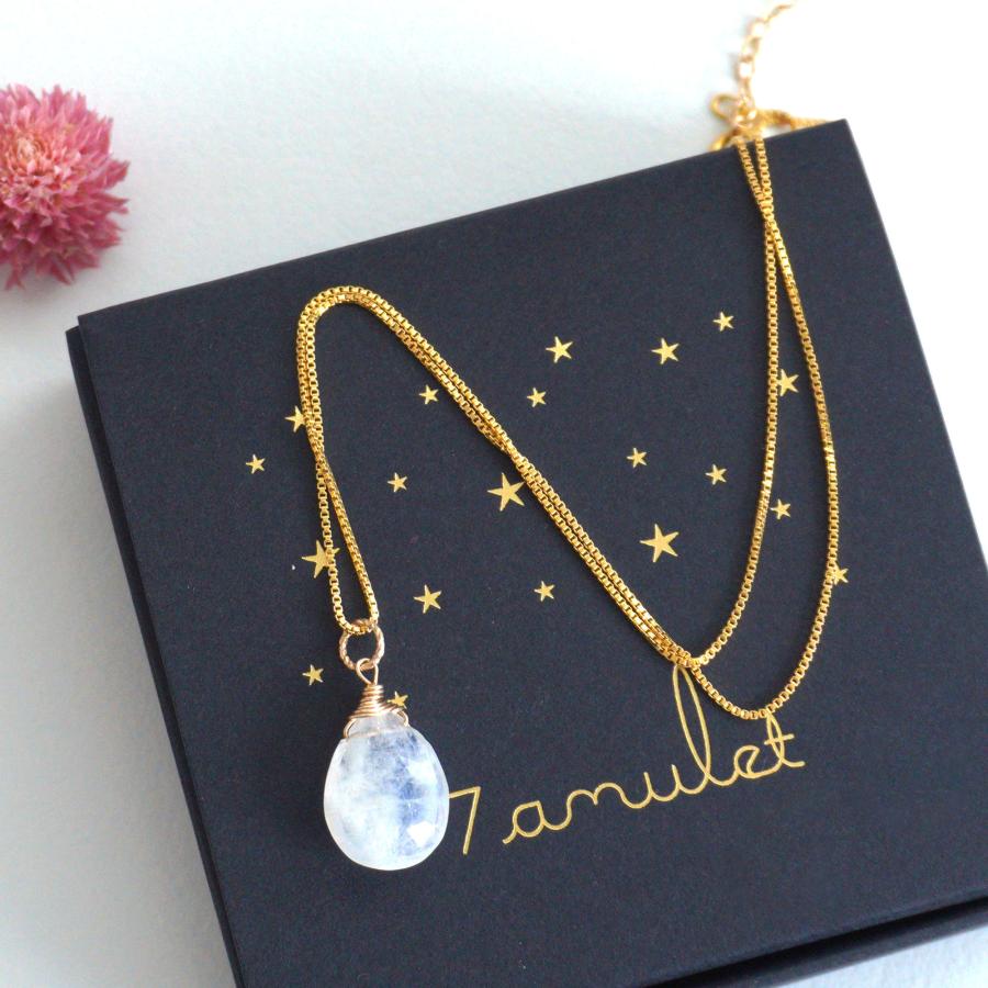 7amulet レインボームーンストーン ネックレス1粒 大粒 天然石