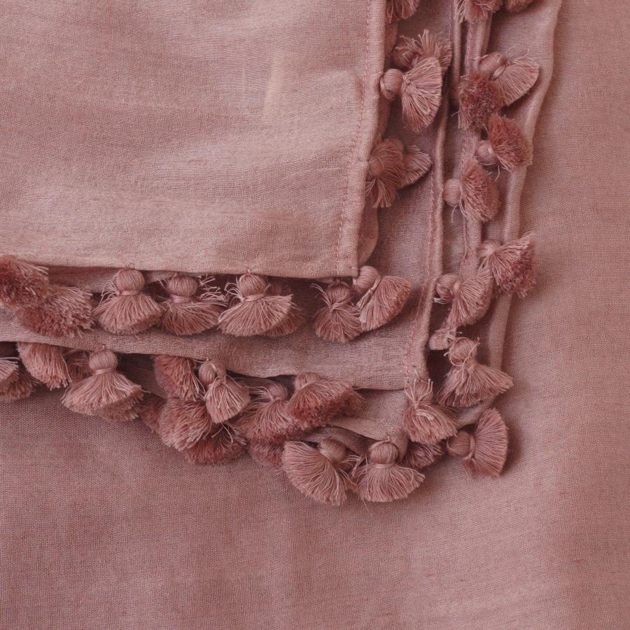 シトラス CITRUS ストール 無地 ポンポン ウール シルク 大判 ピンク