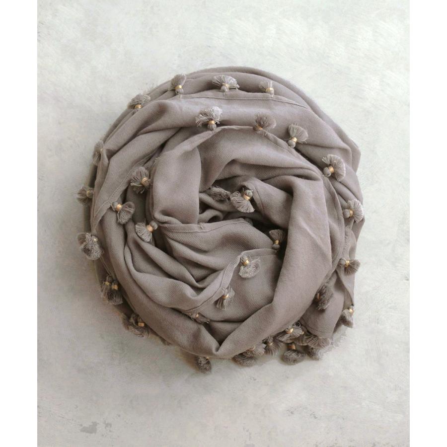 シトラス CITRUS POMPOM レディース 大判 ウール ストール ブラック