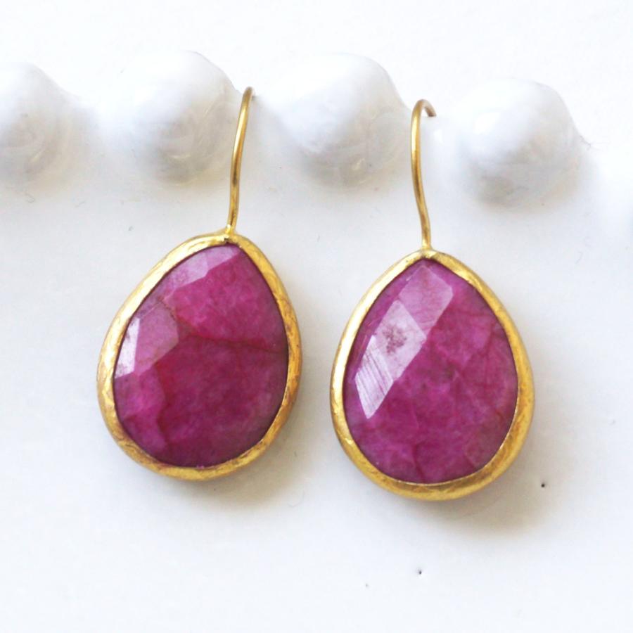 大粒 天然石 ティアドロップ ピアス : ラブリ - 通販 - Yahoo