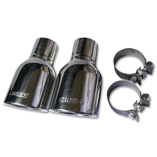 汎用 CROSS オーバル マフラーチップ テールパイプ 2pc 固定バンド付 適合58〜60mm CREXCIP01B2pcLAX