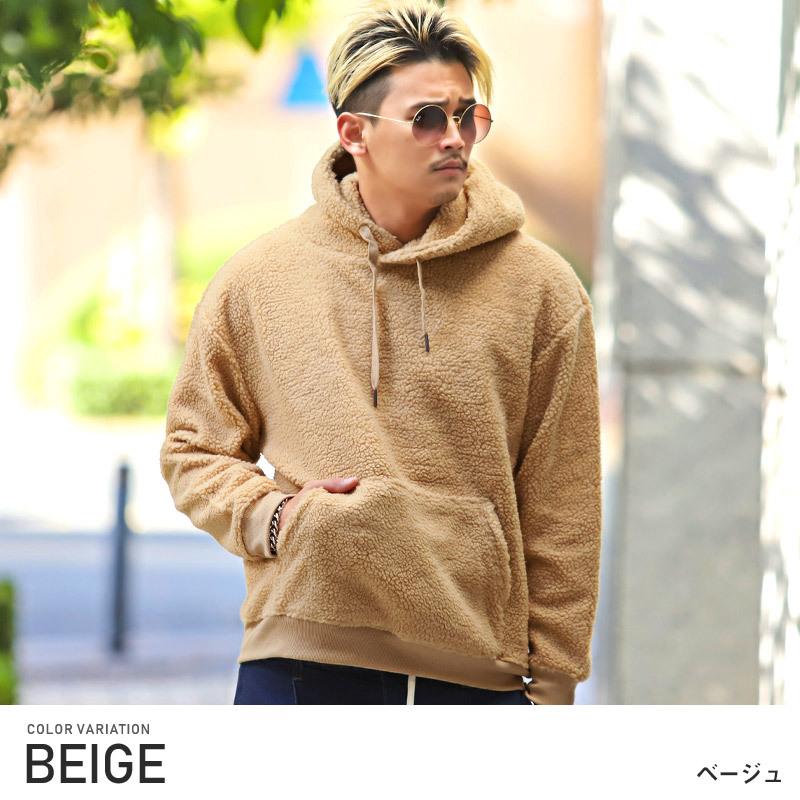 ボア パーカー メンズ トップス ストリートもこもこ 暖か 冬 フード