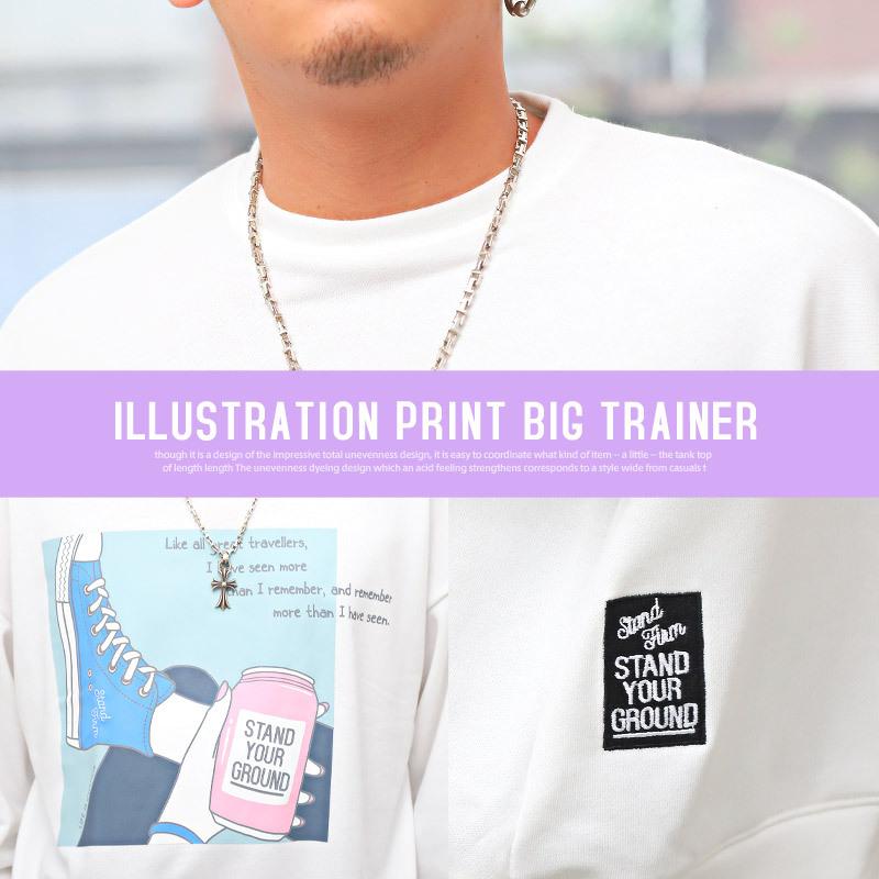 トレーナー メンズ トップス スニーカー ストリート イラスト プリント ビッグシルエット スウェット 0286 Luxstyle 通販 Yahoo ショッピング