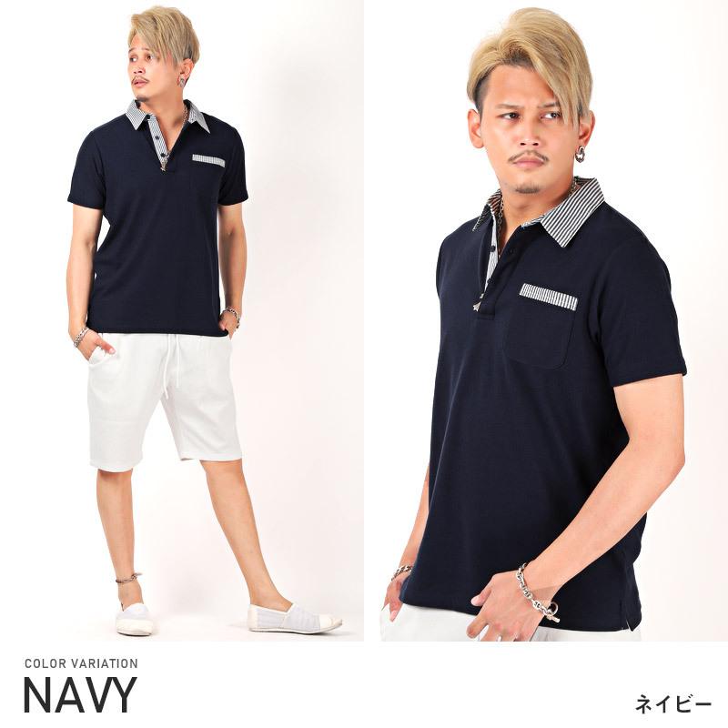 ポロシャツ メンズ トップス 夏 ストライプ カットソー 鹿の子 ストライプ クレリック 半袖 ビター系 0624 Luxstyle 通販 Yahoo ショッピング