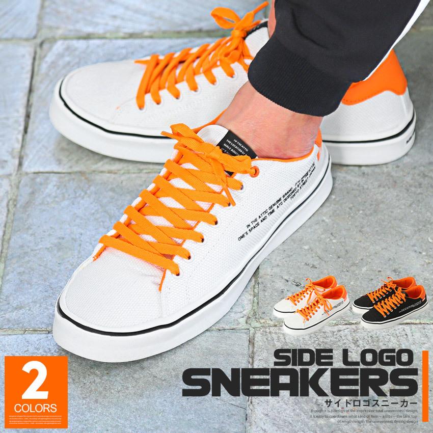 スニーカー メンズ シューズ 紳士靴 ローカット キャンバス プリント 靴 サイド ロゴ ビター系 0875 Luxstyle 通販 Yahoo ショッピング
