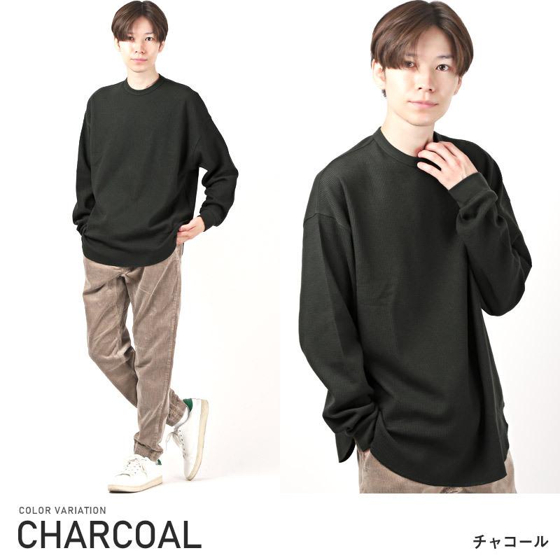 ロンT メンズ 長袖Tシャツ トップス ルーズ 無地 カットソー サーマル