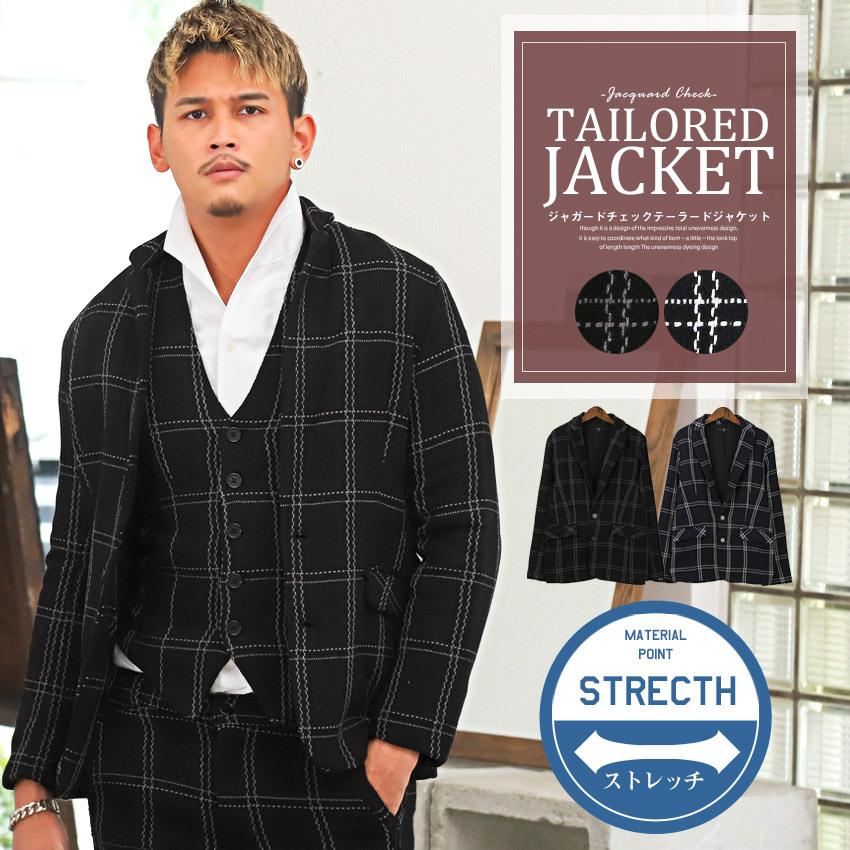 送料無料 テーラードジャケット メンズ アウター 韓国 韓国系 格子柄 チェック柄 ジャガード ジャケット 1042 Luxstyle 通販 Yahoo ショッピング