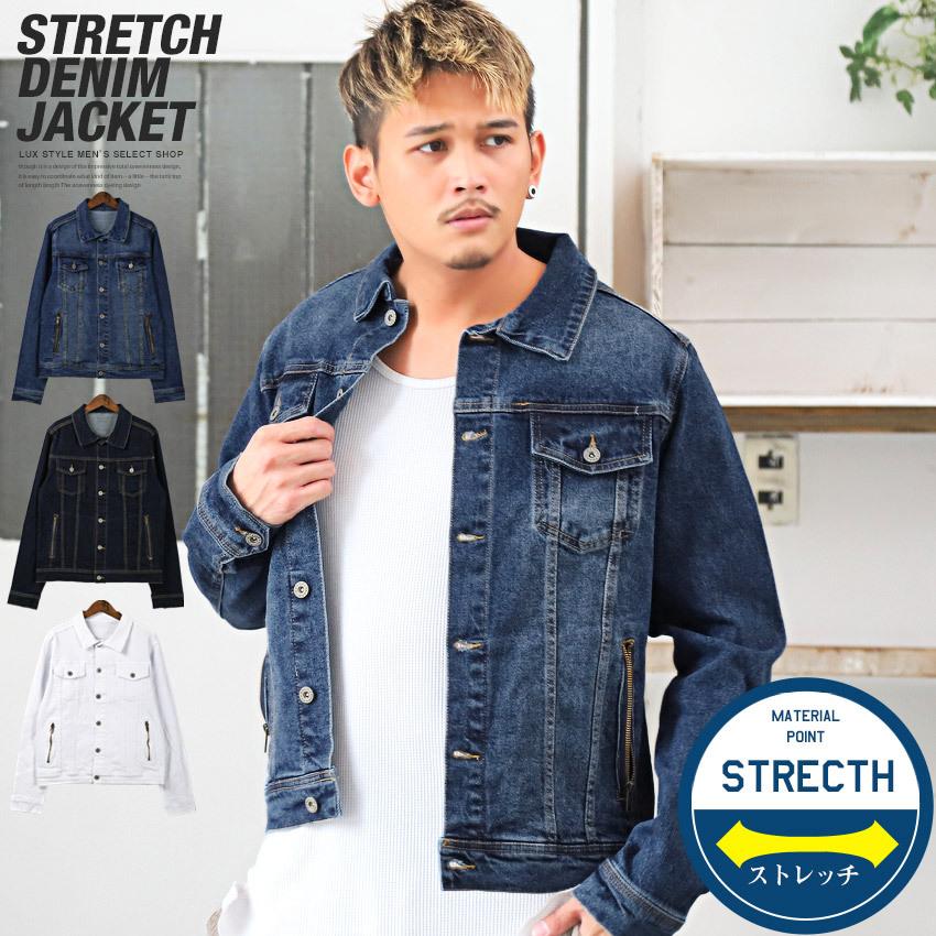 デニムジャケット メンズ アウター 韓国 韓国系 羽織り Gジャン トラッカージャケット ストレッチ 秋 春 1046 Luxstyle 通販 Yahoo ショッピング
