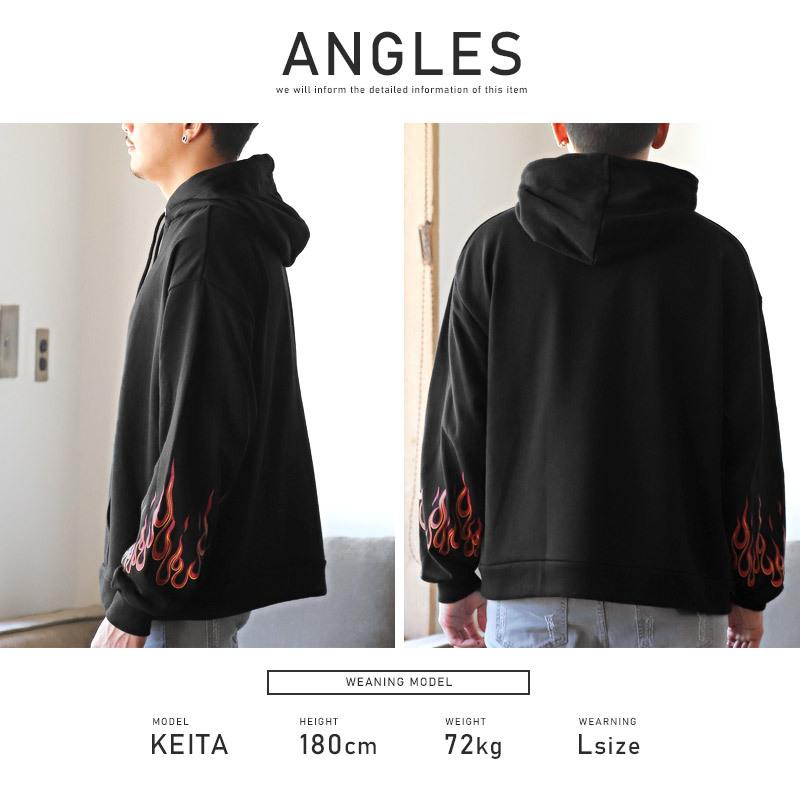 パーカー メンズ トップス 韓国 韓国系 ストリート プリント ロゴ 炎