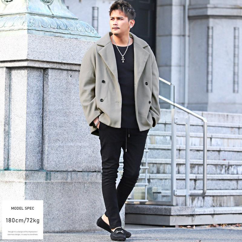 送料無料 Pコート ピーコート メンズ アウター 韓国 韓国系 ビッグシルエット ストレッチ メルトンウール 1233 Luxstyle 通販 Yahoo ショッピング