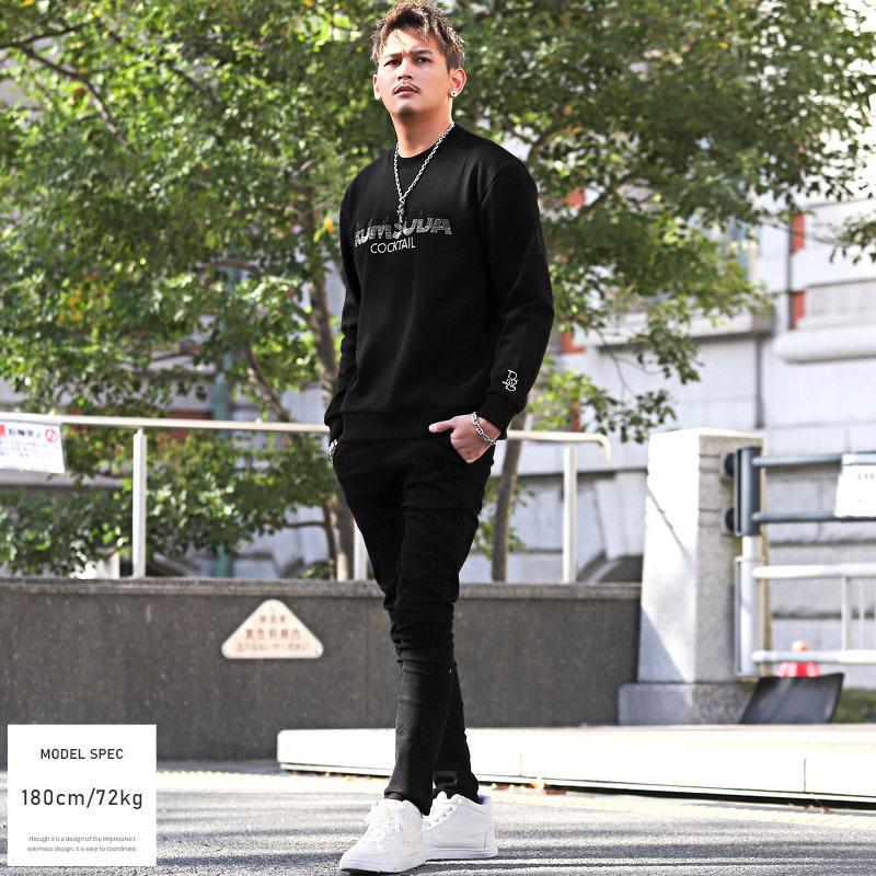 送料無料 トレーナー メンズ トップス 韓国 韓国系 ラインストーン プリント ロゴ スウェット 白 黒 1240 Luxstyle 通販 Yahoo ショッピング