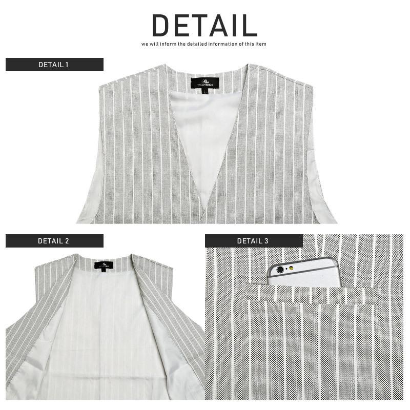 ベスト メンズ ジレ スーツ ドットストライプ 総柄 フロント