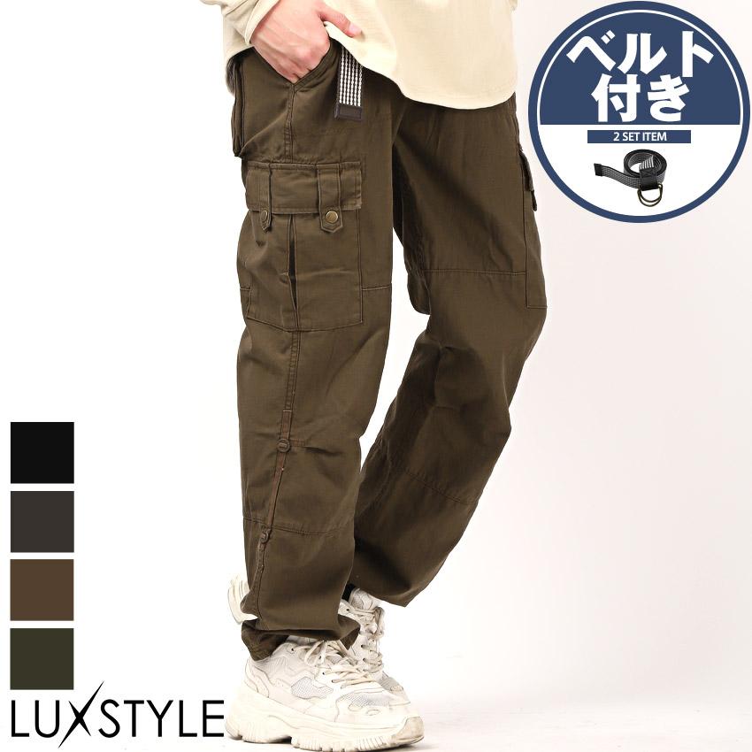カーゴパンツ メンズ ワークパンツ ベルト付き ワイドパンツ コットン 無地 大きめ ストリート 1357 Luxstyle 通販 Yahoo ショッピング