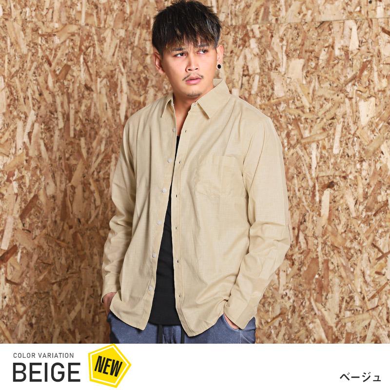 長袖シャツ メンズ ダンガリーシャツ レギュラーカラー 無地 薄手