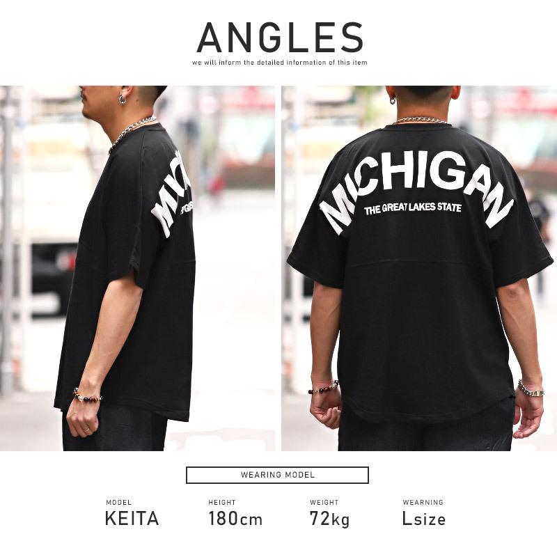 Tシャツ メンズ 半袖 ビッグシルエット 発泡プリント バックロゴ