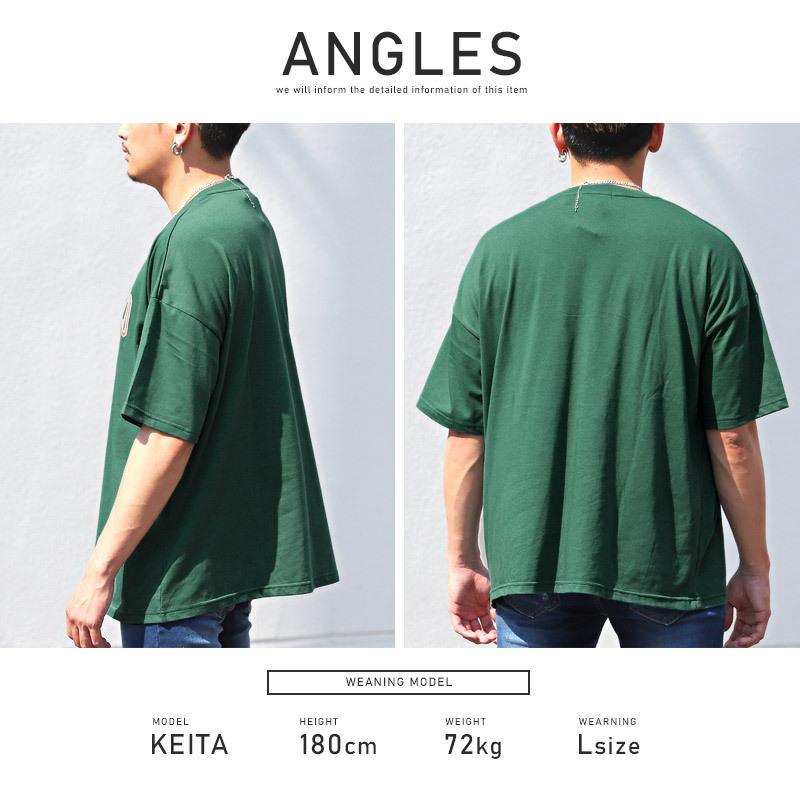 Tシャツ メンズ 半袖 カレッジロゴ ビッグシルエット ネックレス 2点