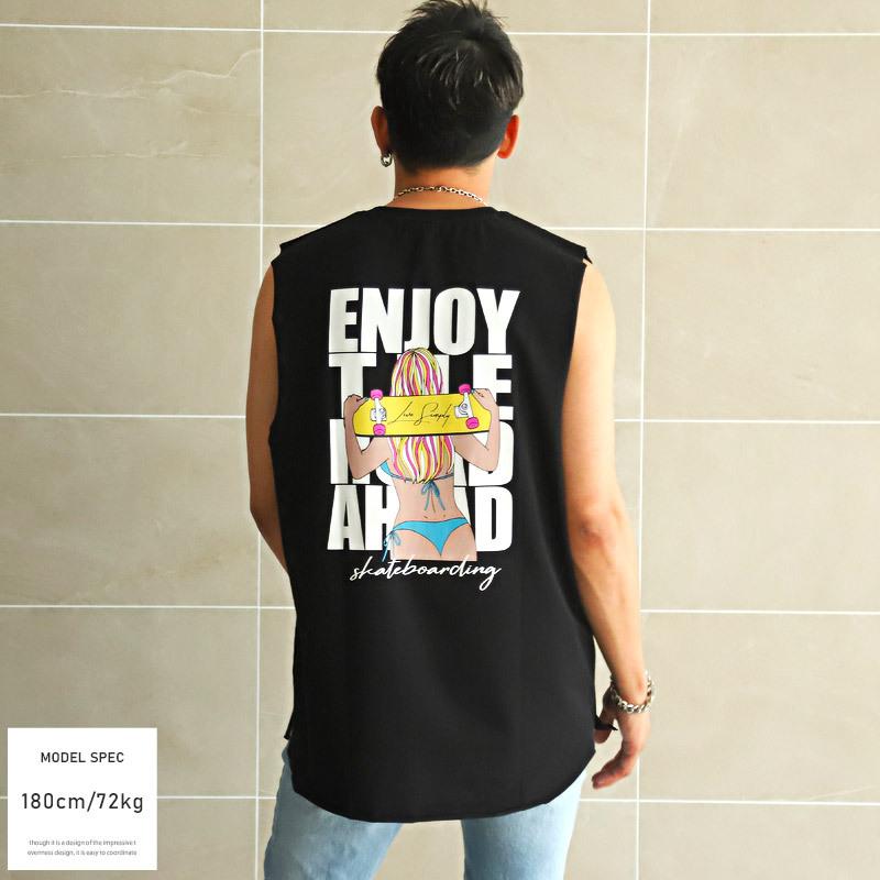 ノースリーブ Tシャツ メンズ ロゴ サーフガール プリント