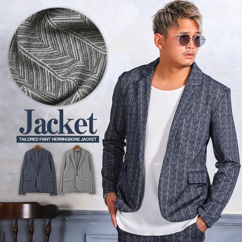 テーラードジャケット メンズ ヘリンボーン 総柄 キレイめ ビター系