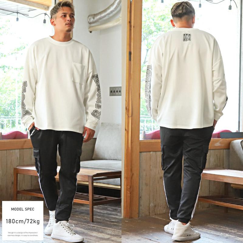 トレーナー メンズ ポンチ 袖ロゴ プリント ビッグシルエット ルーズ