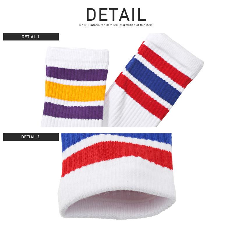 靴下 メンズ クルーソックス ライン スケーターソックス 2足