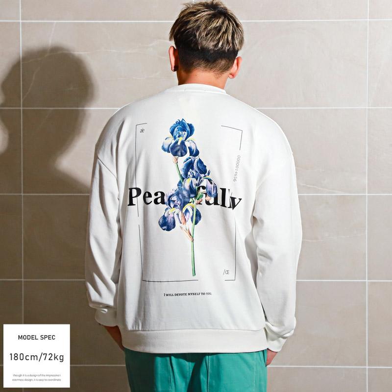 トレーナー メンズ スウェット ビッグシルエット プリント フラワー