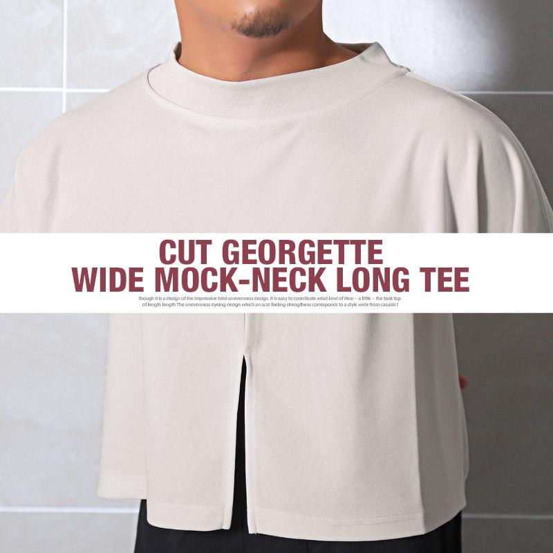 ロンT メンズ 長袖Tシャツ モックネック ビッグシルエット 無地
