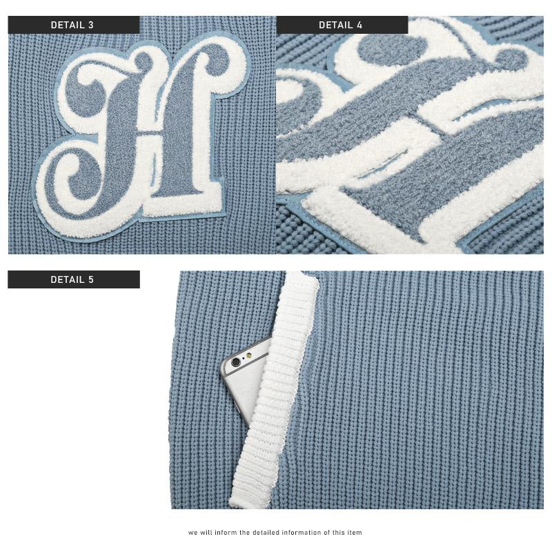 スタジャン メンズ ブルゾン ニット ロゴ ワッペン ルーズ ストリート