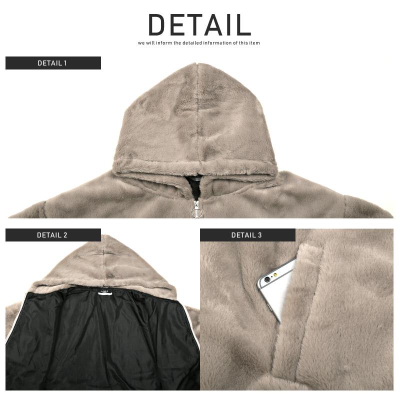 ジップジャケット メンズ ブルゾン フェイクファー ロゴ 暖か 秋冬