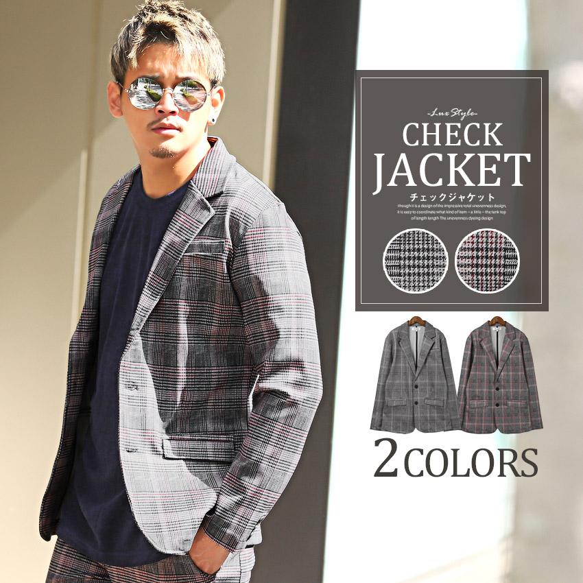セール テーラードジャケット メンズ ジャケット チェック柄 総柄