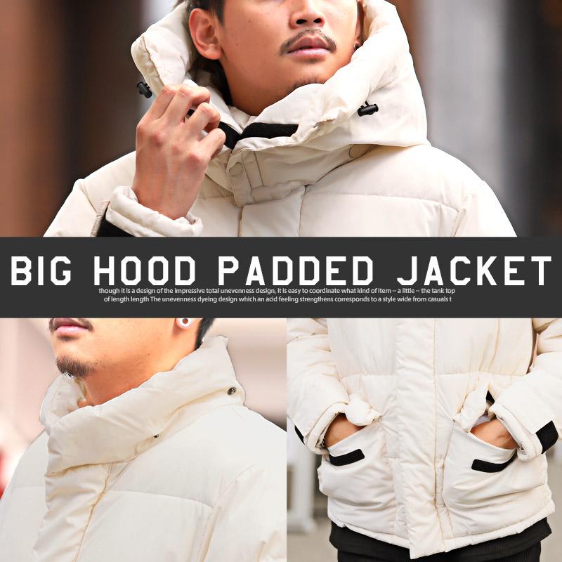 中綿ジャケット メンズ ブルゾン フード ボリュームネック 暖か 冬