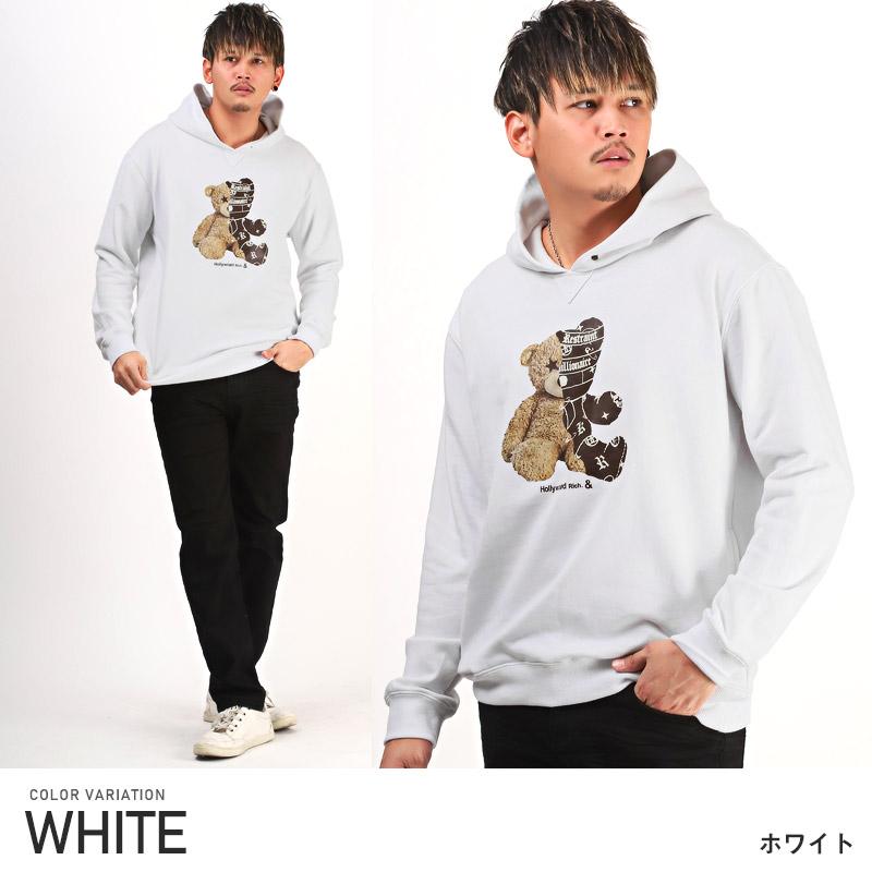 セール パーカー メンズ テディベア クマ プリント プルオーバー