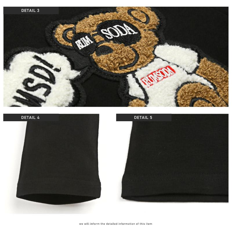 セール ロンT メンズ 長袖Tシャツ ベア ワッペン 刺繍 カットソー