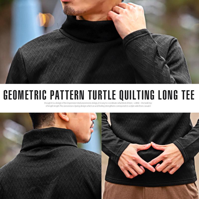 セール ロンT メンズ 長袖Tシャツ タートルネック 幾何学模様 総 セール ロンT メンズ 長袖Tシャツ タートルネック 幾何学模様 総