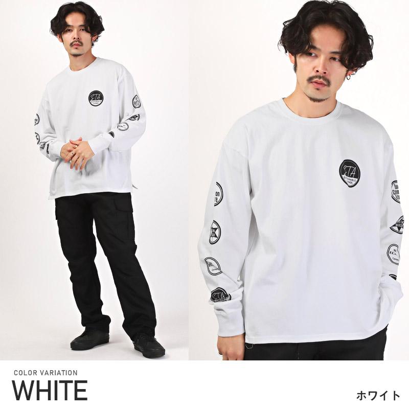 ロンT メンズ 長袖Tシャツ ロゴ プリント ワッペン風 モチーフ ロンT メンズ 長袖Tシャツ ロゴ プリント ワッペン風 モチーフ