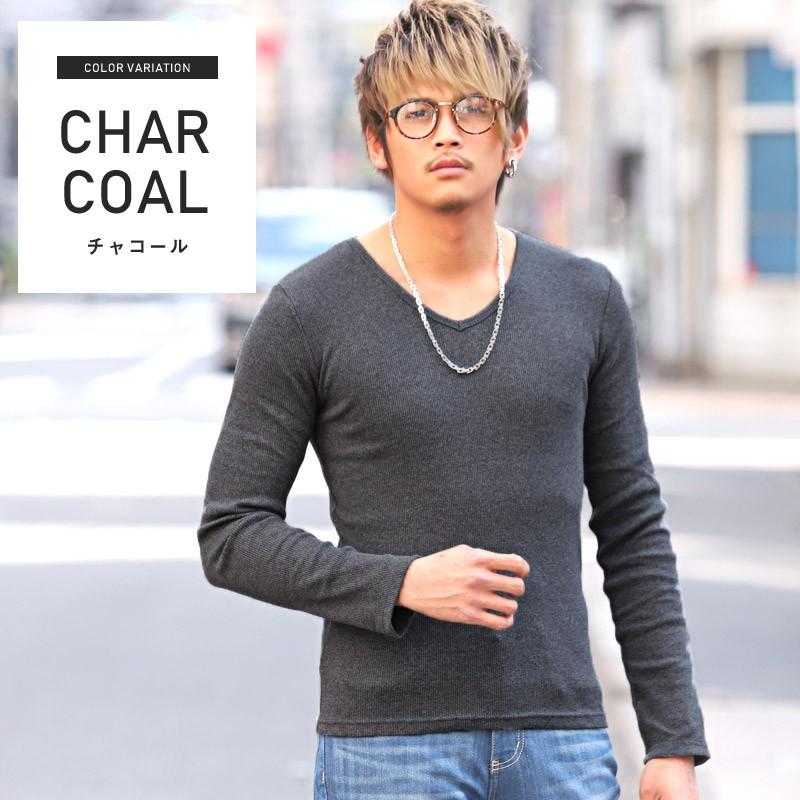 ロンt メンズ 長袖tシャツ Vネック テレコ 無地 ストレッチ カットソー 白 黒 I01 134 Luxstyle 通販 Yahoo ショッピング
