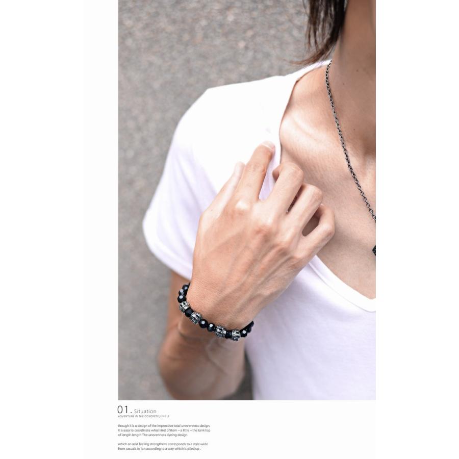 ブレスレット メンズ アクセサリー/ブラックストーンクラウン