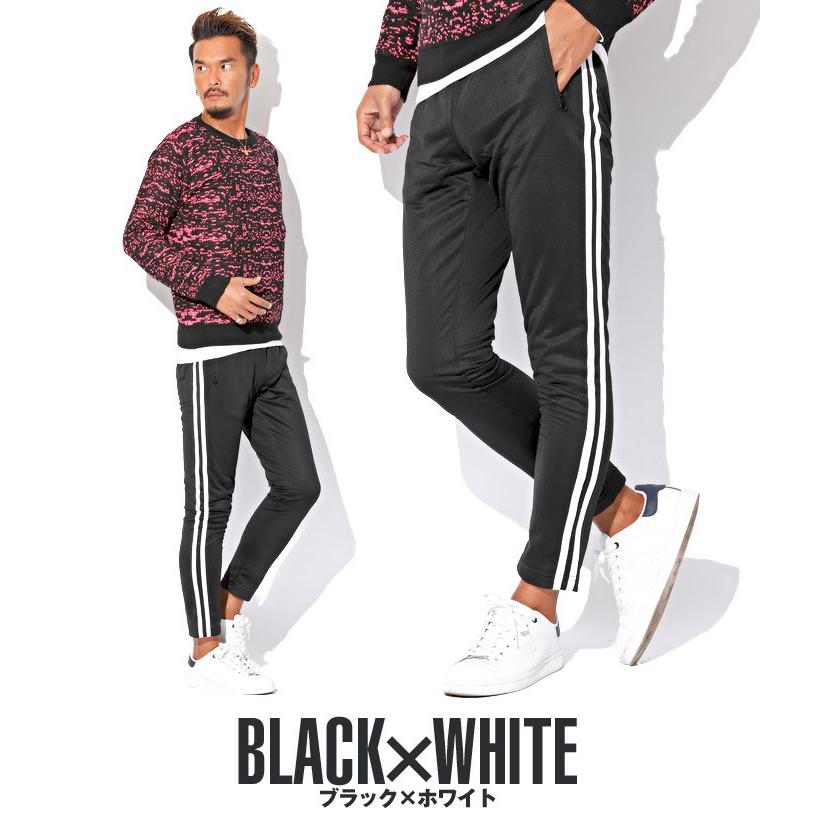 ラインパンツ メンズ ジャージ パンツ スリム サイドライン ライン トラッカーパンツ 2ラインスリムジャージパンツ イージー 細身 ジム ストリート アスレジャー Pm 6195 Luxstyle 通販 Yahoo ショッピング