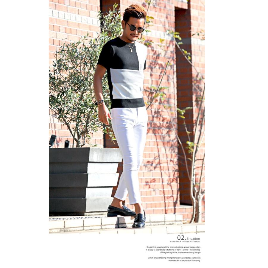 サマーニット メンズ ニット 半袖 パッチワーク ブロッキング 切り替え 夏 Bitter ビター系 ブロッキング切り替えクルーネック半袖サマーニット トップス 大人 Pm 72 Luxstyle 通販 Yahoo ショッピング