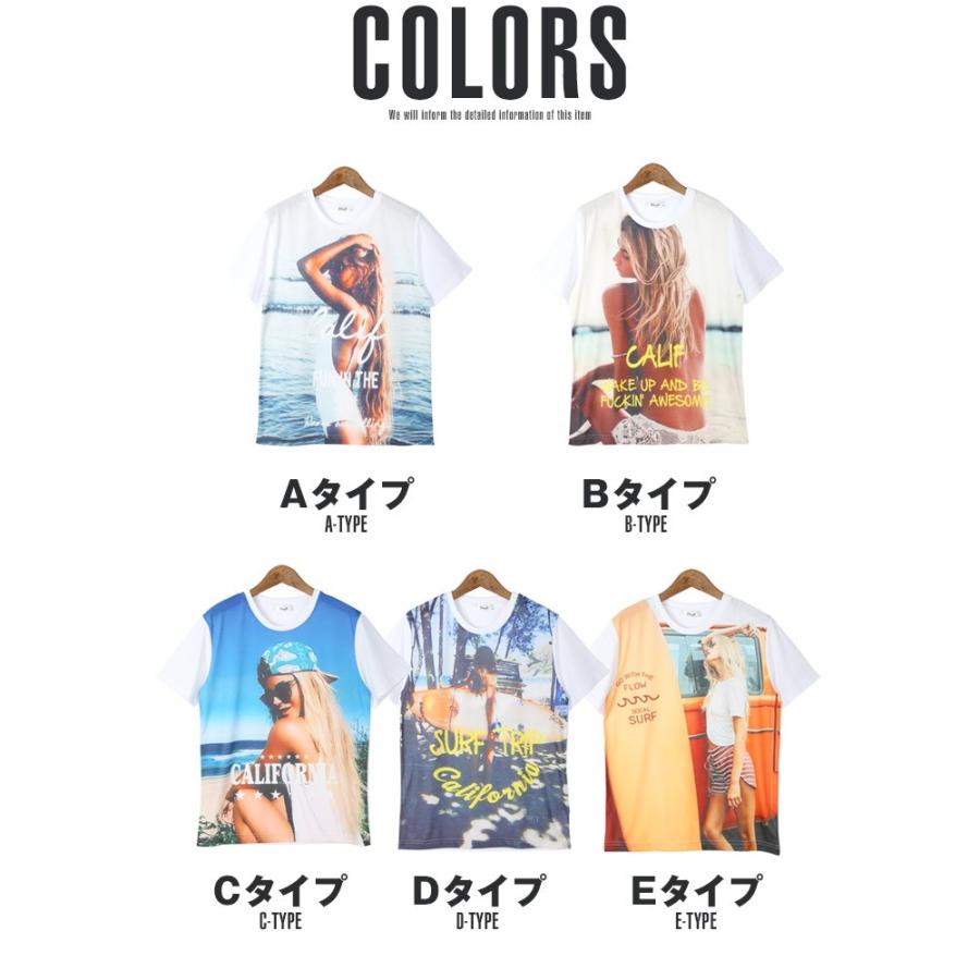 Tシャツ メンズ 半袖 ガールズプリント リゾート SURF サーフ プリント