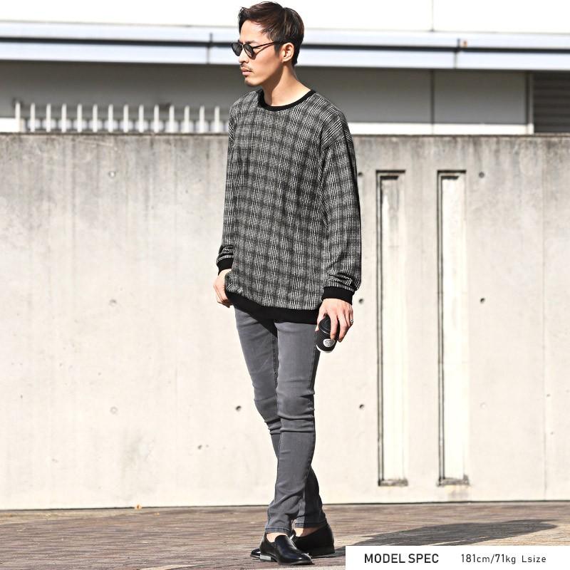トレーナー グレンチェック ビッグシルエット Bitter ビター系 グレンチェックニットリブトレーナー プルオーバー オーバーサイズ ドロップショルダー 冬服 Pm 7998 Luxstyle 通販 Yahoo ショッピング