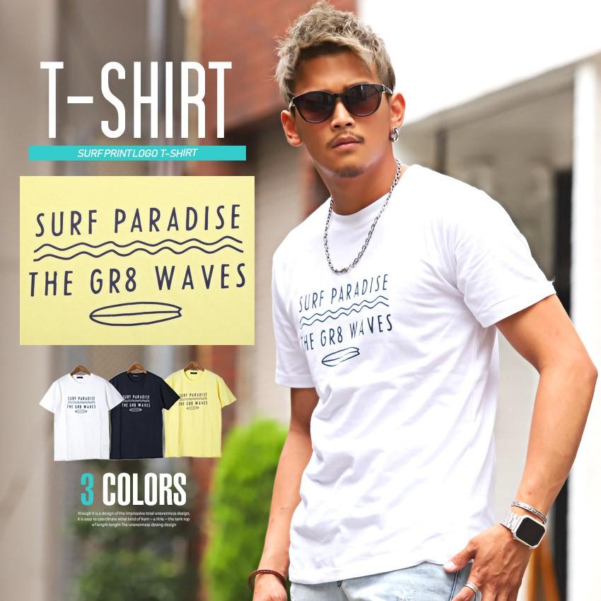 Tシャツ メンズ 半袖 メンズtシャツ カットソー プリント ロゴ 英字 サーフ ボード Pm 8185 Luxstyle 通販 Yahoo ショッピング