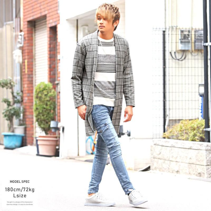 セール コーディガン メンズ ガウン ショールカラー チェック 羽織り