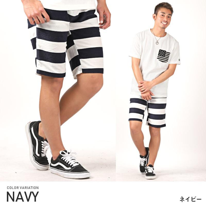ショートパンツ メンズ ボーダー ショーツ ハーフパンツ スウェット イージー ビター系 Pm 8402 Luxstyle 通販 Yahoo ショッピング