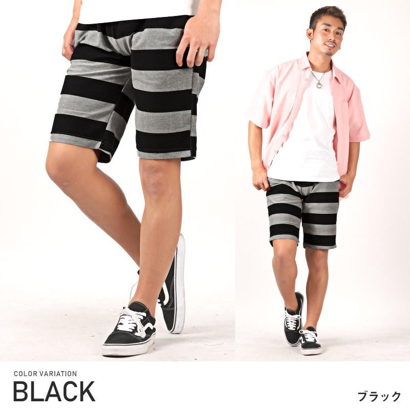 ショートパンツ メンズ ボーダー ショーツ ハーフパンツ スウェット イージー ビター系 Pm 8402 Luxstyle 通販 Yahoo ショッピング