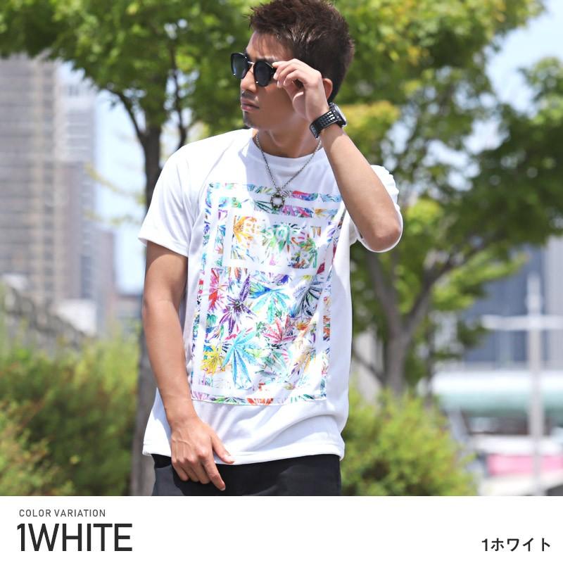 Tシャツ メンズ 半袖 プリント ボタニカル柄 ロゴ メンズTシャツ 花柄