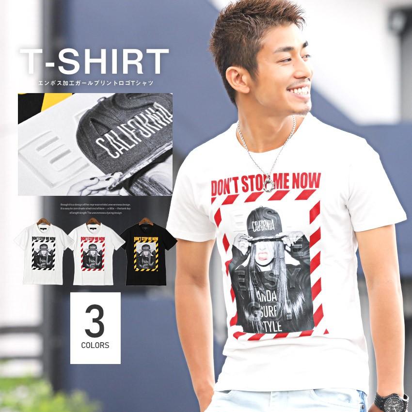 Tシャツ メンズ 半袖 ガール フォト プリント エンボス ギャル 立体 凸凹 ストリート Pm 8477 Luxstyle 通販 Yahoo ショッピング