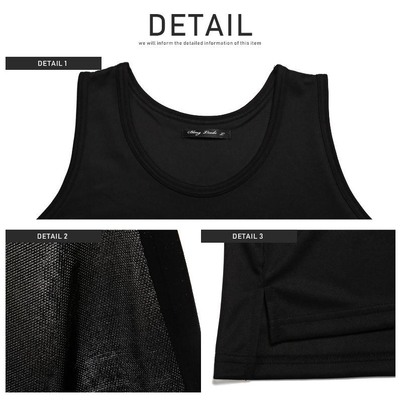 タンクトップ メンズ メッシュ ロング丈 ノースリーブ 接触冷感 吸汗