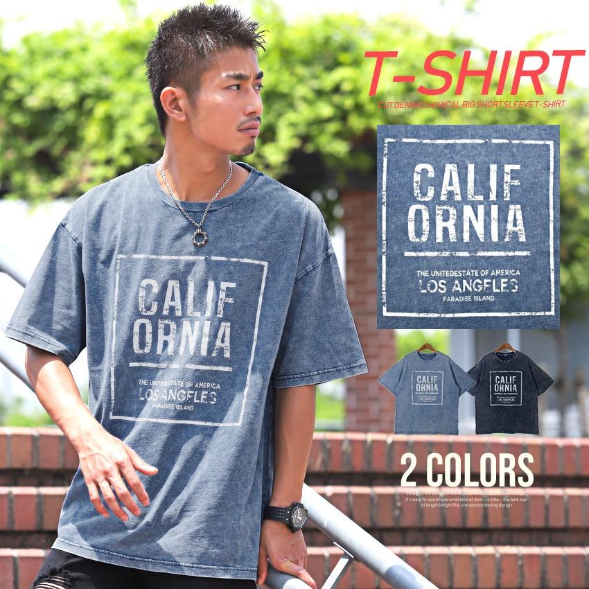 Tシャツ メンズ 半袖 カット デニム ビッグシルエット ロゴ プリント オーバーサイズ ストリート Pm 8529 Luxstyle 通販 Yahoo ショッピング