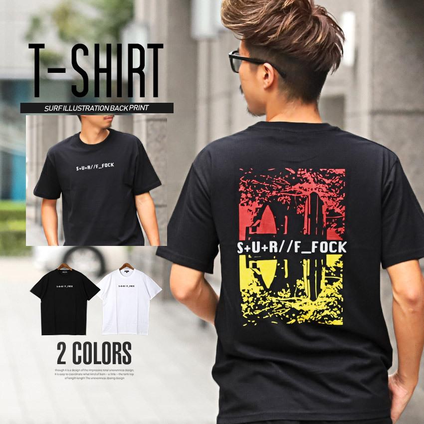 Tシャツ メンズ 半袖 プリント イラスト 英字 ロゴ サーフボード ビーチ サーフ ビター系 Londonsportsforum Org Uk
