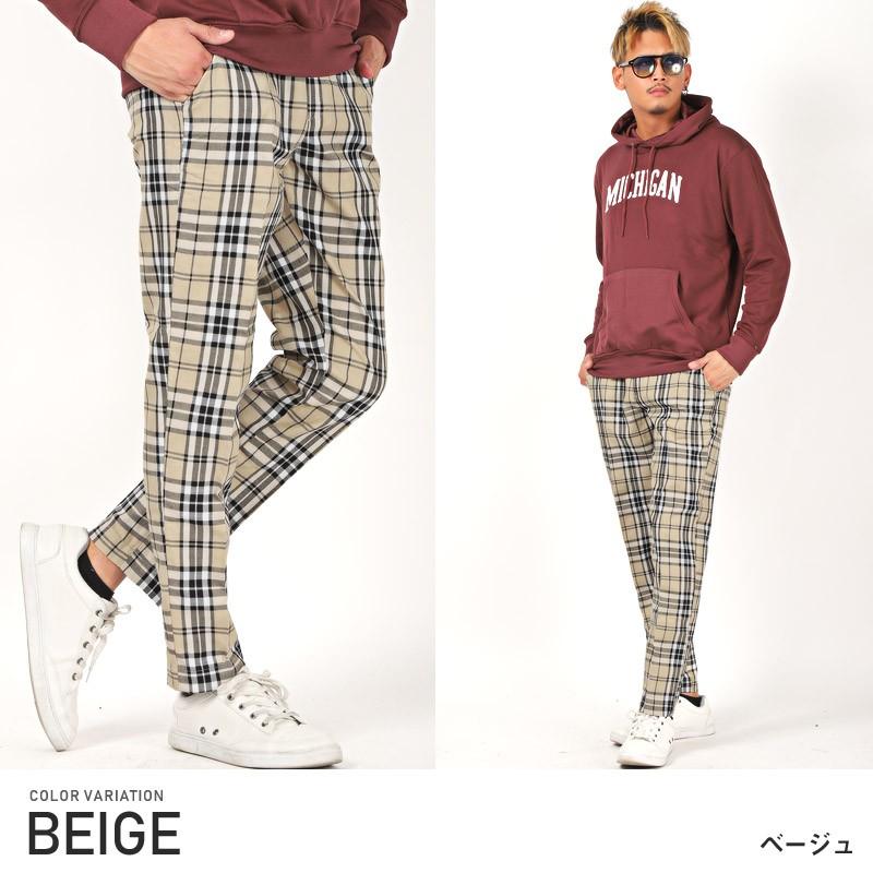 チェックパンツ メンズ テーパードパンツ トラウザー スラックス イージーパンツ チェック ビター系 Pm 19 Luxstyle 通販 Yahoo ショッピング